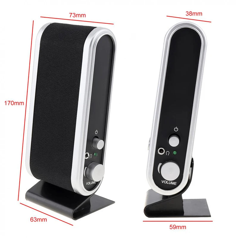 6W USB Computer Speakers | Compact Amplified Desktop Sound System with 3.5mm Audio Jack