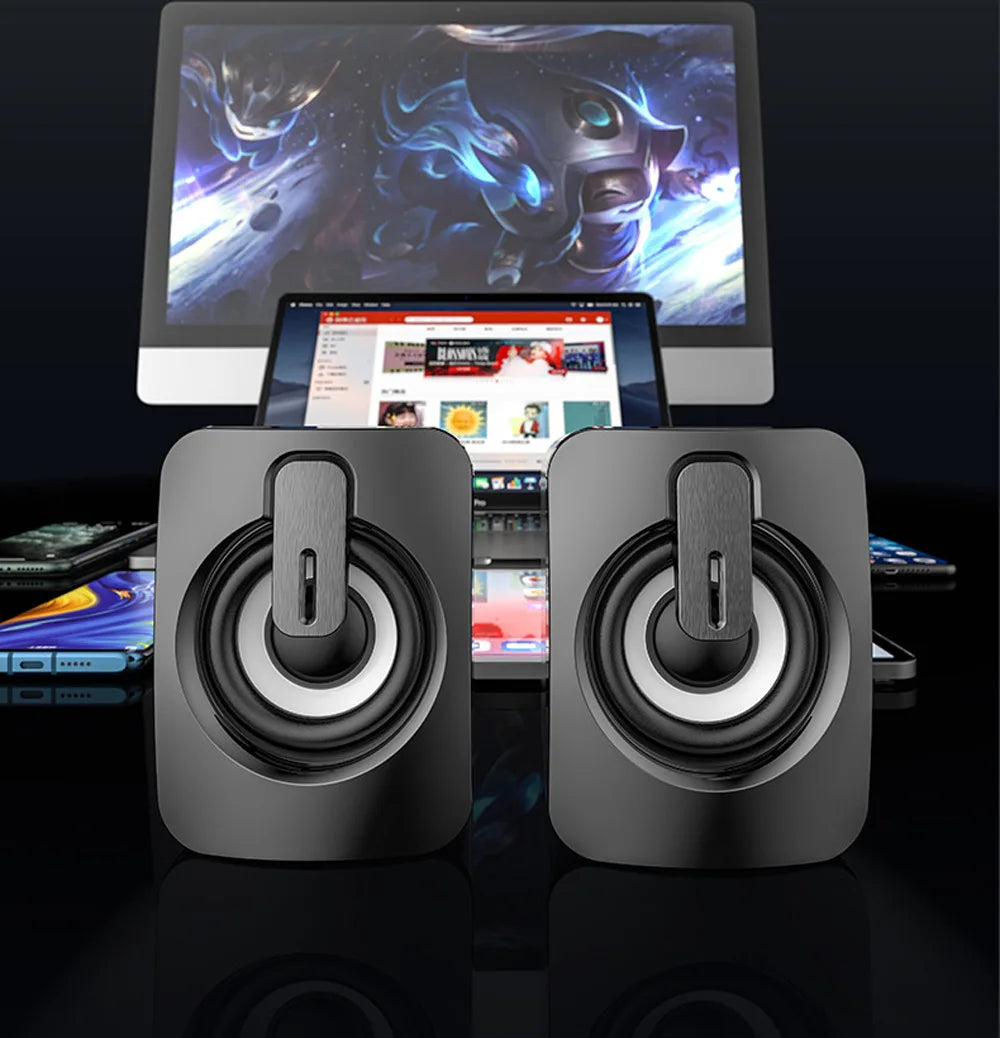 3D Surround USB Computer Speakers – Dual Channel Subwoofer with Built-in Microphone for MP3 Playback